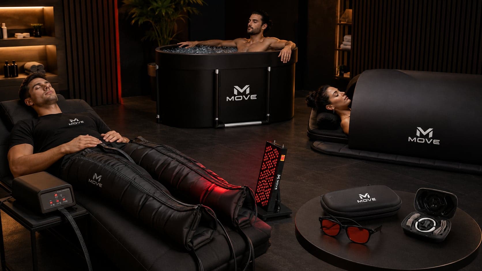 Recovery Room MOVE: baño de hielo, terapia de compresión, luz roja y sauna infrarrojo