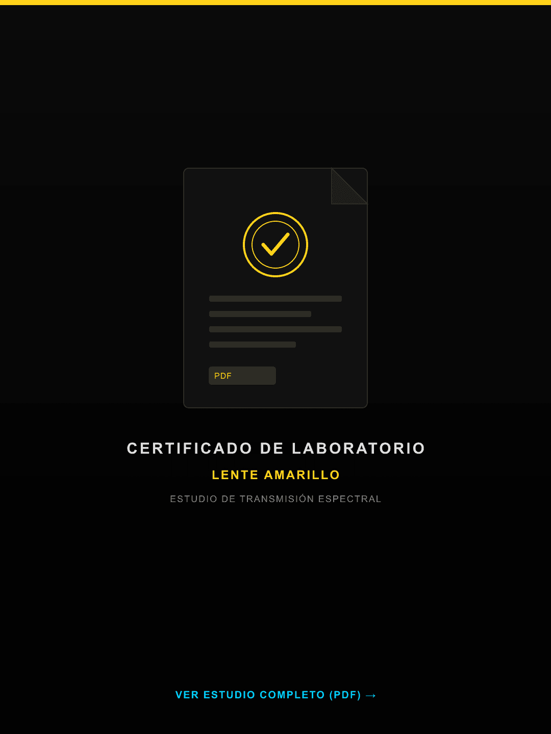 Certificado de laboratorio - Lente Amarillo