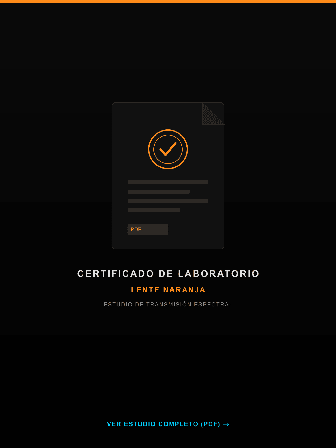 Certificado de laboratorio - Lente Naranja