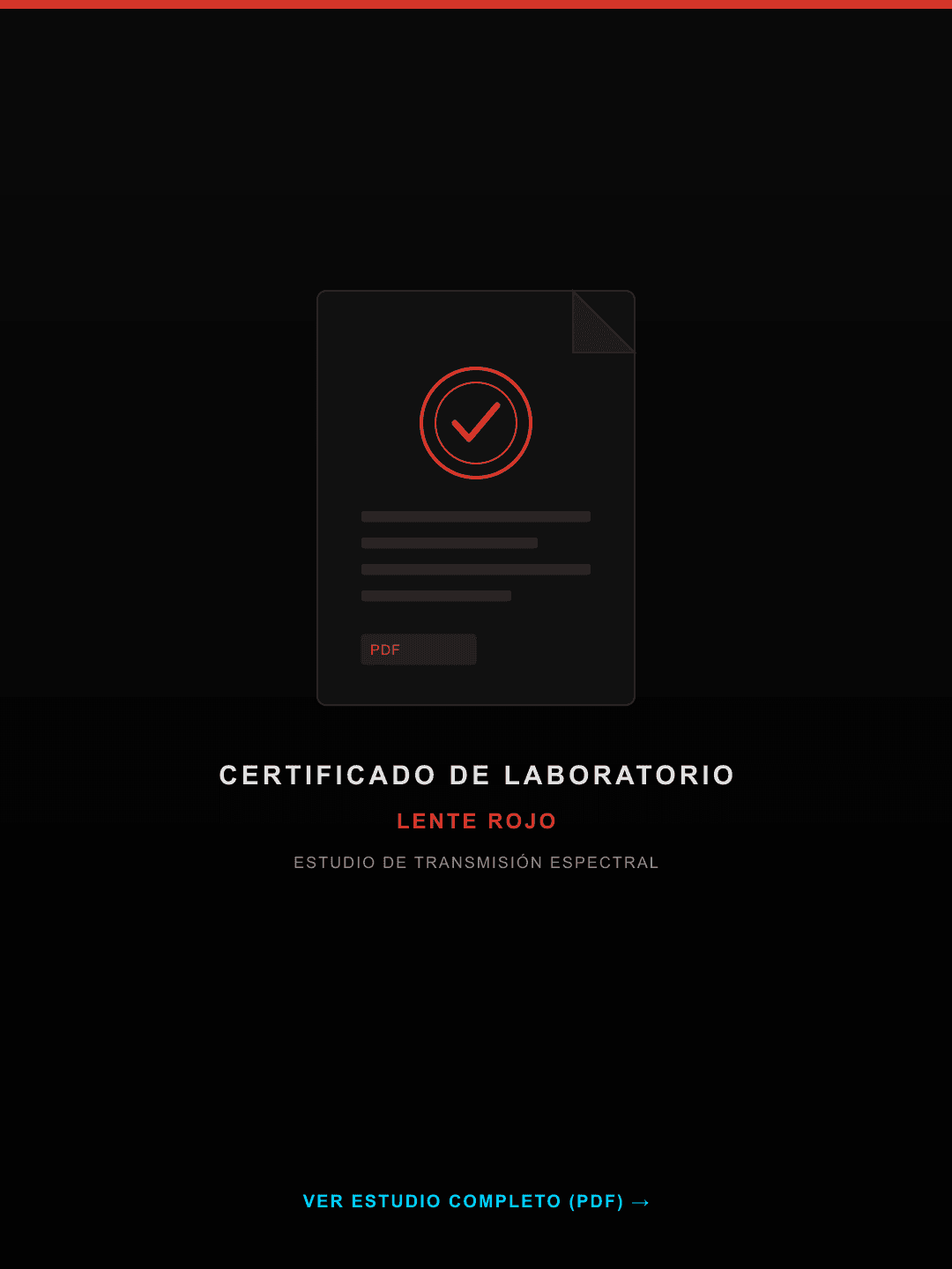 Certificado de laboratorio - Lente Rojo
